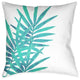 Aqua Palm Leaves I Outdoor Decorative Pillow, 20"x20"