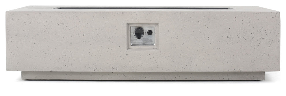 Hearth Outdoor 50,000 BTU Rectangular Fire Pit, No Tank Holder, Light Gray, Lig