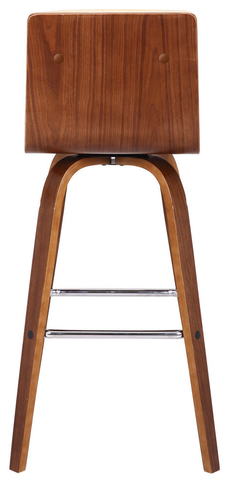 Vienna 30" Bar Height Barstool in Walnut Wood Finish With Cream Faux Leather