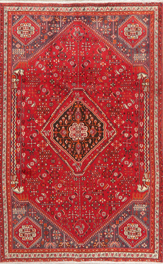 Consigned, Faded Traditional Handmade Vintage-Style Persian Area Rug, Red, 5x8