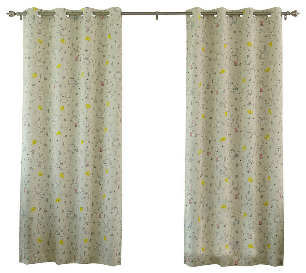 Bunny Room Darkening Curtains, Pair, Beige, 84"