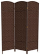 6' Tall Diamond Weave Fiber Room Divider, Dark Mocha, 3 Panel