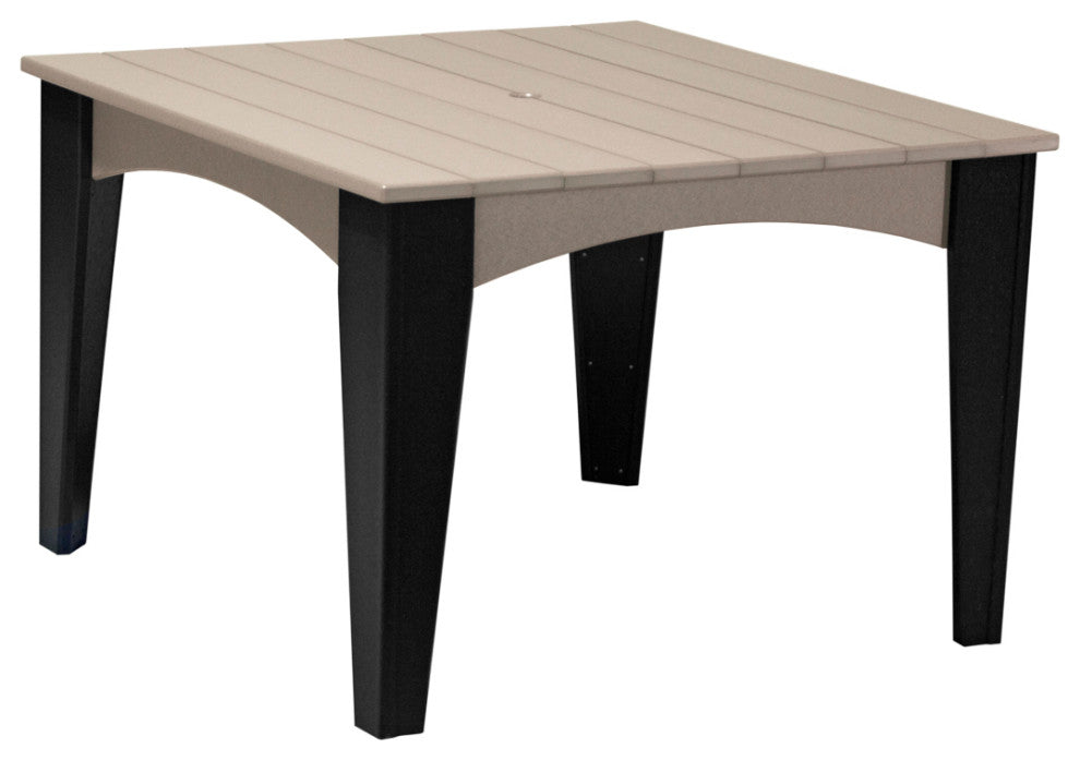 Poly Island Dining Table, Weatherwood & Black, 44" X 44"
