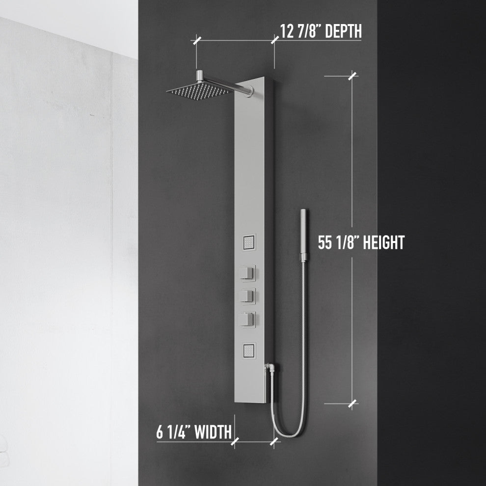 VIGO Rector 2-Jet Shower Panel with Shower Head, Stainless Steel