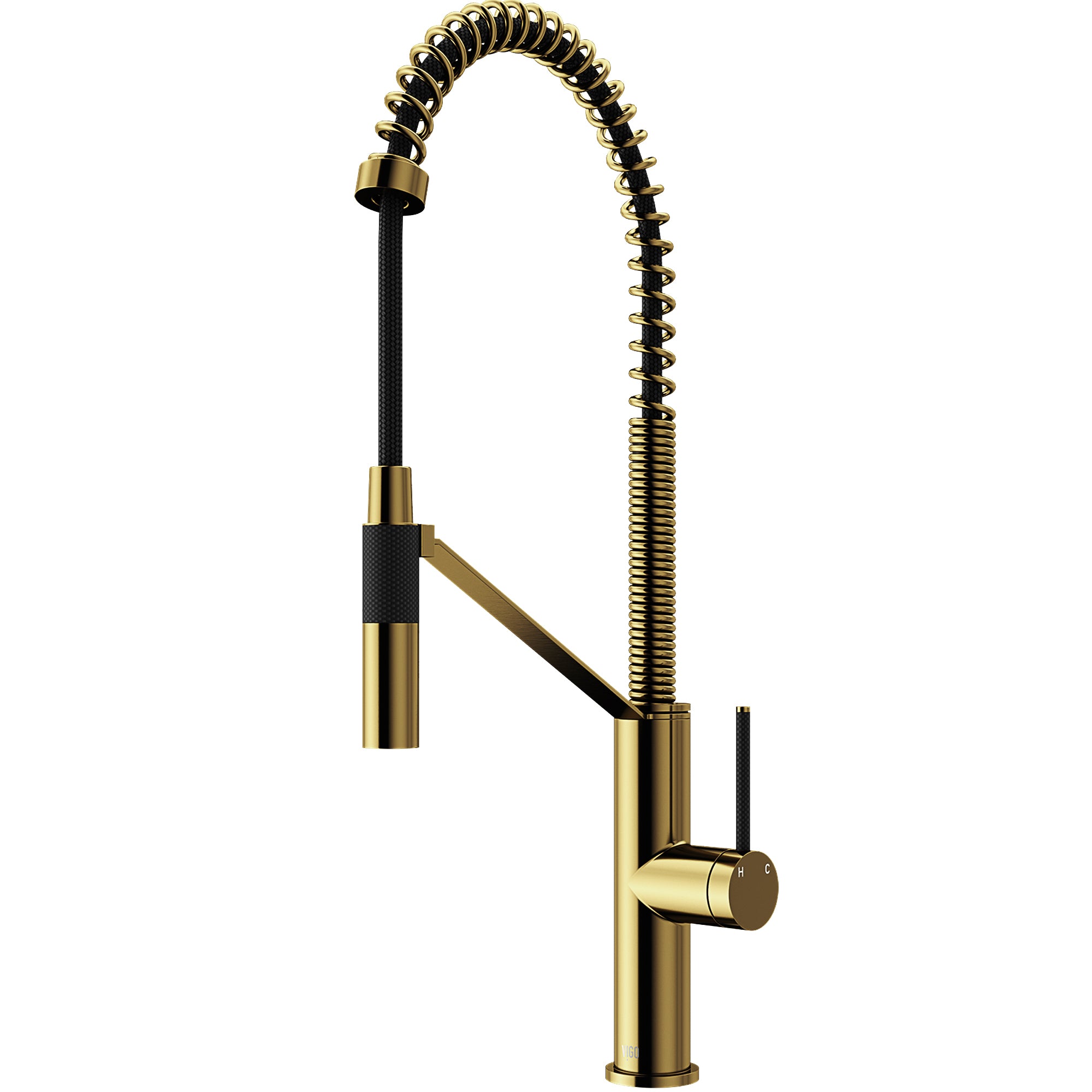 VIGO Livingston 24" H Single Handle Pull-Down Sprayer Kitchen Faucet, Matte Brushed Gold, Without Extras