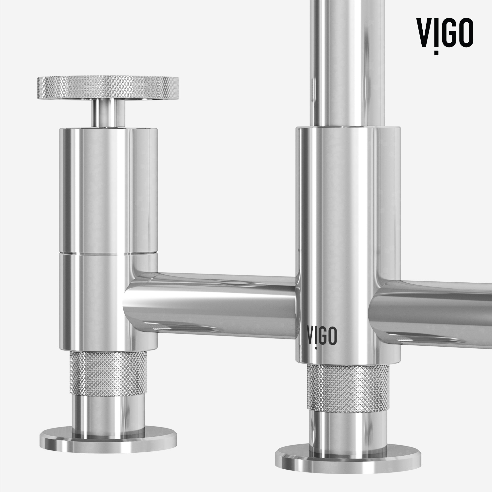 VIGO Cass 12" H 2-Handle Widespread Bridge Pull-Out Sprayer Kitchen Faucet, Chrome