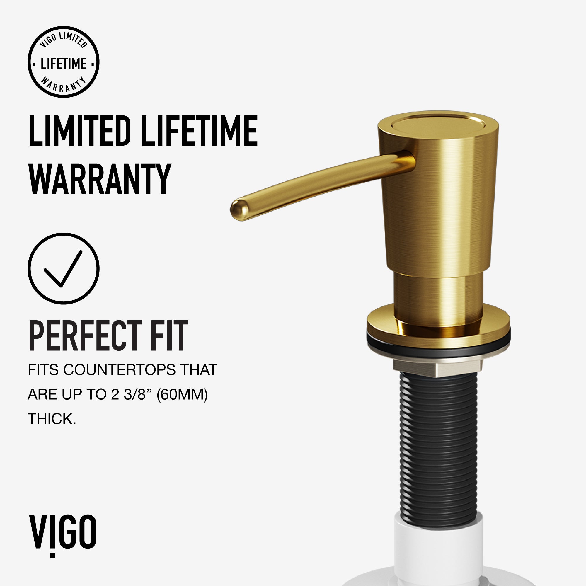 VIGO 10 oz. 1.5" W Kitchen Soap Dispenser, Matte Gold
