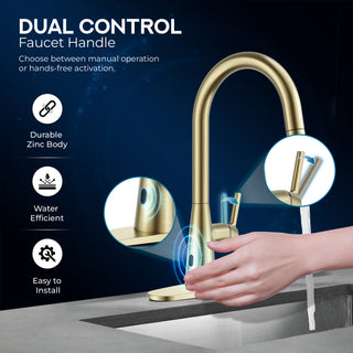 Modern Touchless Kitchen Faucet, Satin Brass