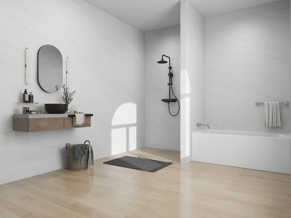 Vanity Art Alcove Soaking Acrylic Bathtub, Pure White, 60"x30", Left