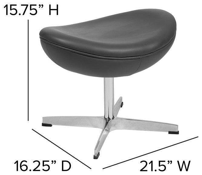 Gray LeatherSoft Saddle Wing Ottoman