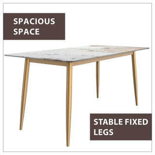 Zayle Dining Table with Rectangular Tabletop in Steel, White Grey, 71" Wide