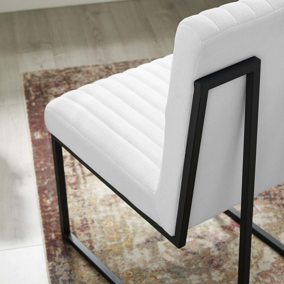 Indulge Channel Tufted Fabric Dining Chairs Set of 2, White