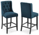 Baronet Counter Bar Stool Upholstered Fabric Set of 2 - Azure