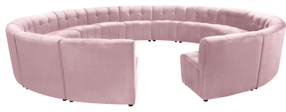 Limitless Velvet Upholstered 15-Piece Modular Sectional, Pink