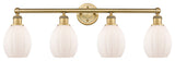Eaton 4-Light 33" Bath Vanity Light, Brushed Brass Finish, Matte White Shade