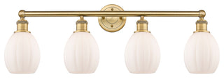 Eaton 4-Light 33" Bath Vanity Light, Brushed Brass Finish, Matte White Shade