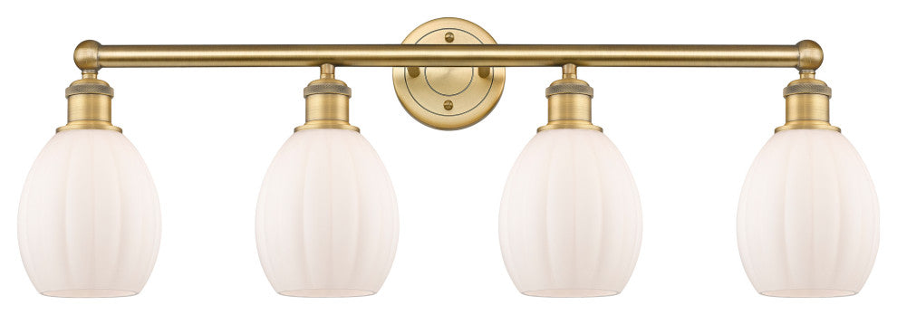 Eaton 4-Light 33" Bath Vanity Light, Brushed Brass Finish, Matte White Shade