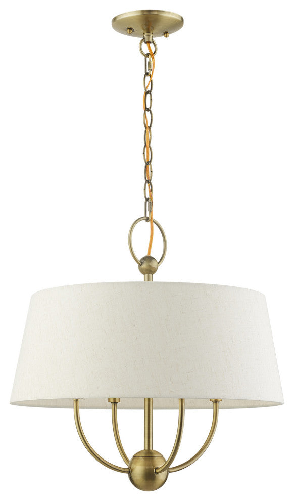 Cartwright Four Light Chandelier, Antique Brass