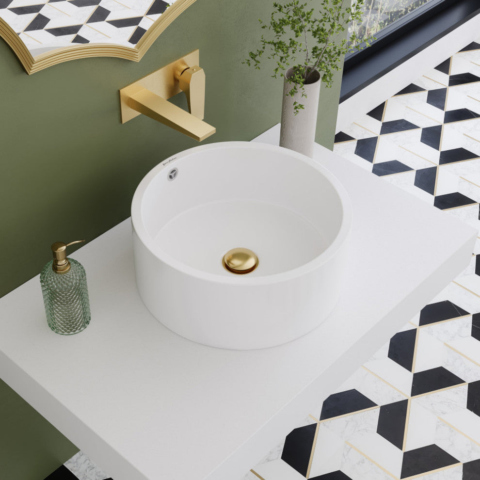 Monaco 36" Floating Bathroom Shelf With Vessel Sink, Glossy White