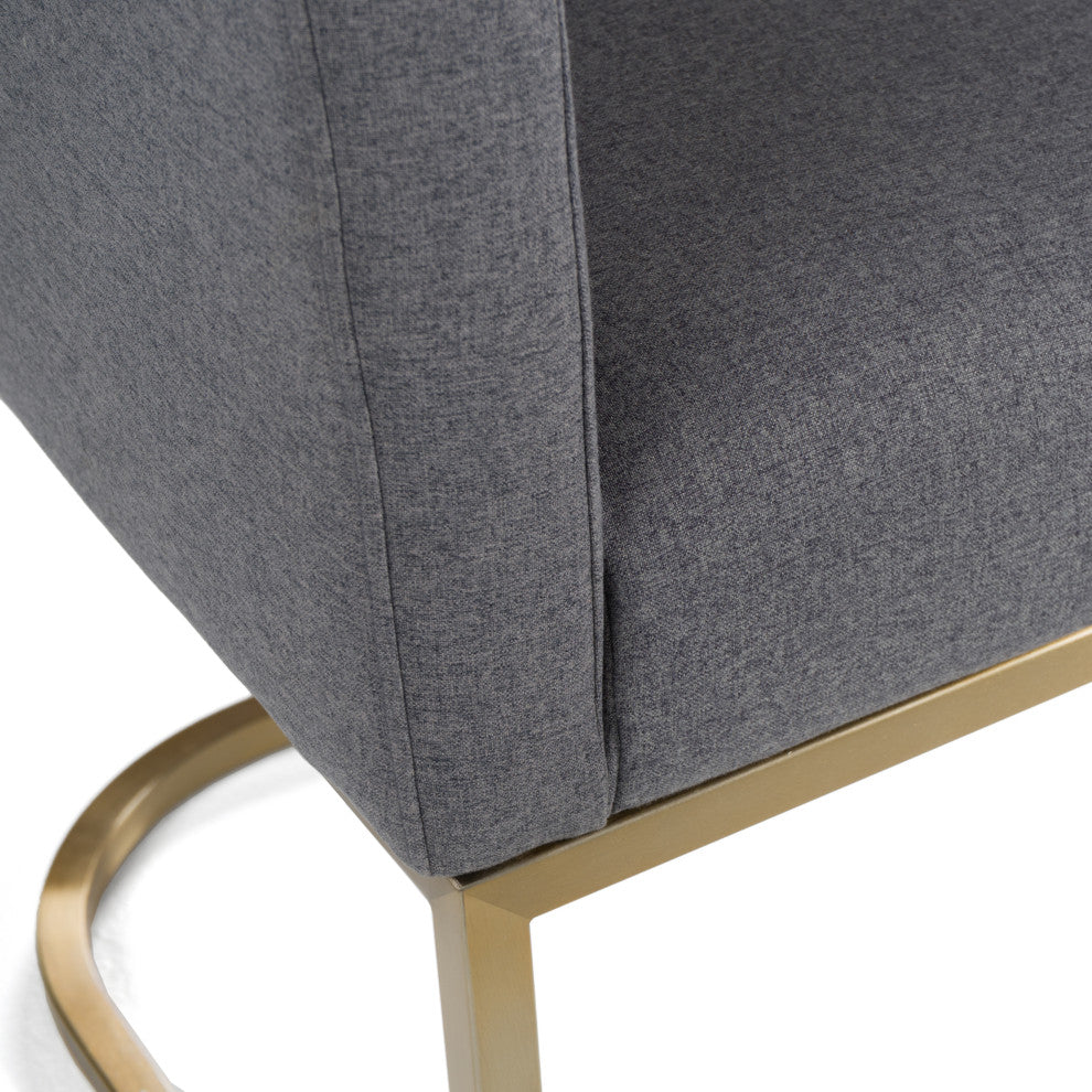 Modrest Yukon Modern Grey Fabric + Antique Brass Dining Chair