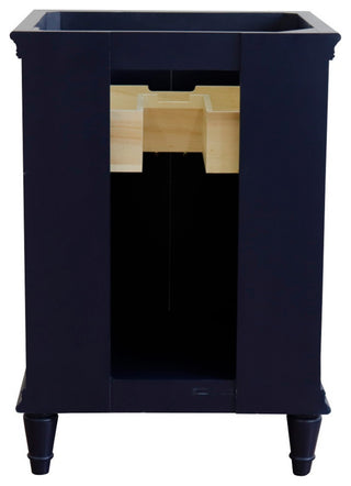 25" Single Vanity, Blue Finish With White Carrara And Rectangle Sink