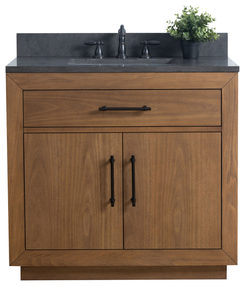 Vanity Art Bathroom Vanity With Sink, Tan, 36" Single, Black Limestone Top