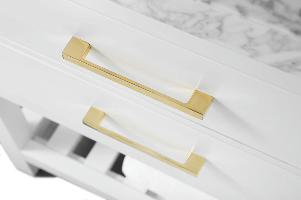 Elizabeth 72 in. Bath Vanity Set in White with Gold Hardware
