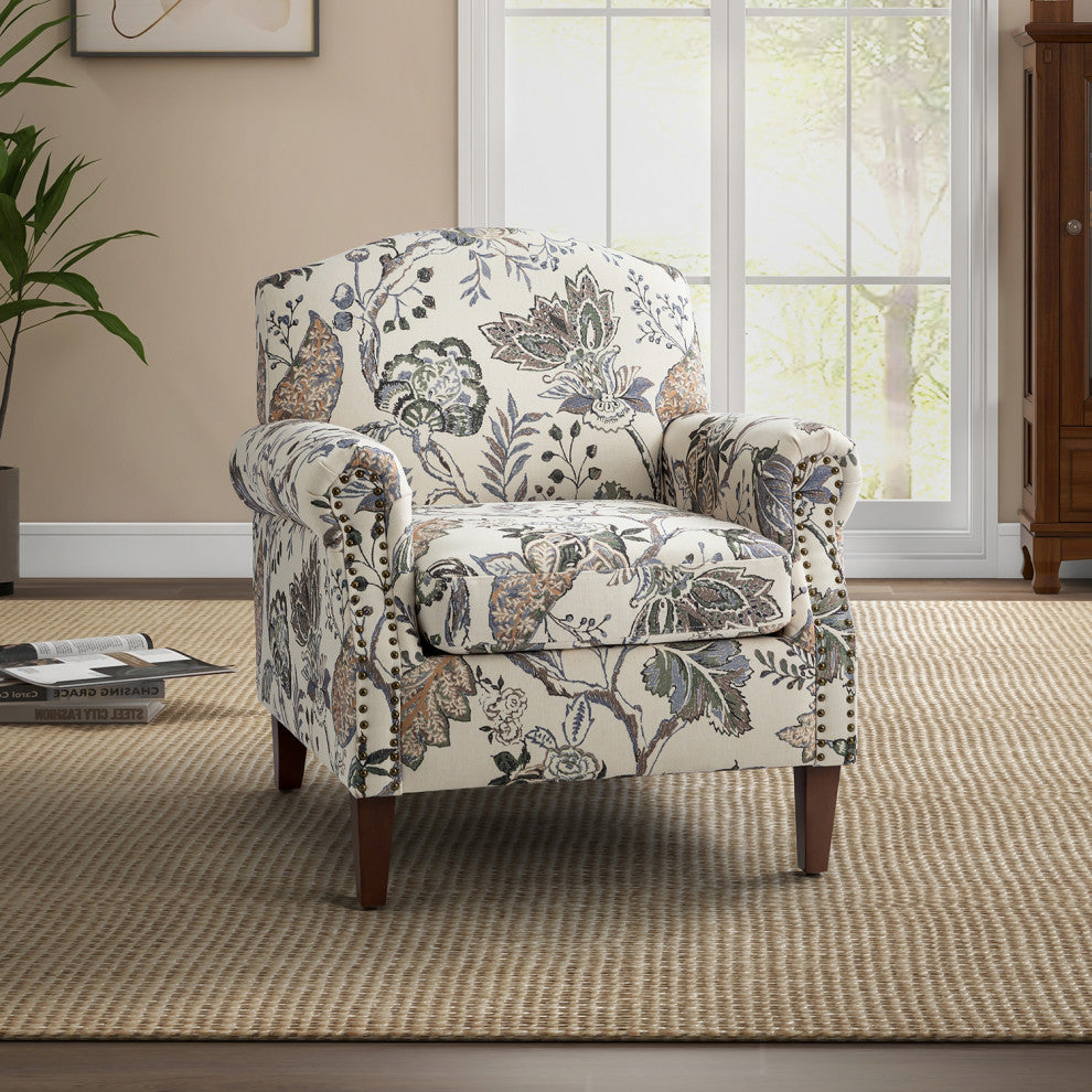 Comfy Armchair With Nailhead Trims, Gray