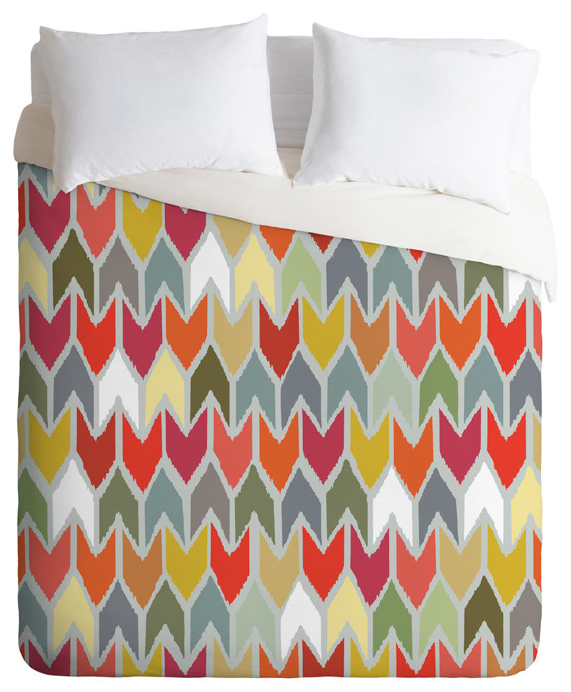 Deny Designs Sharon Turner Beach House Ikat Chevron Duvet Cover, Lightweight