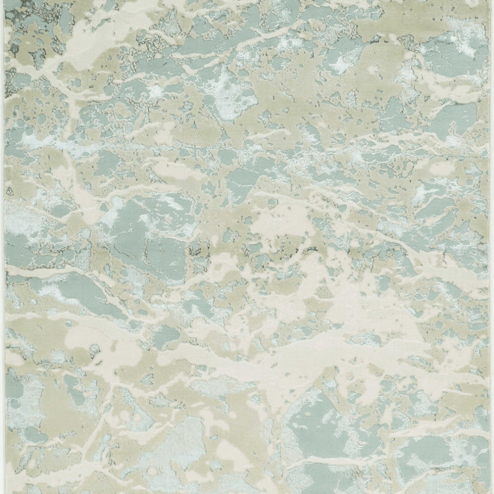 5' X 8' Sand Gray and Green Abstract Area Rug