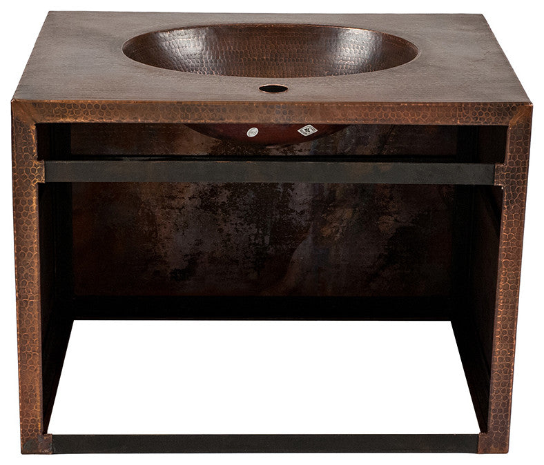 24" Hand Hammered Copper Wall Mount Vanity with Single Faucet Hole