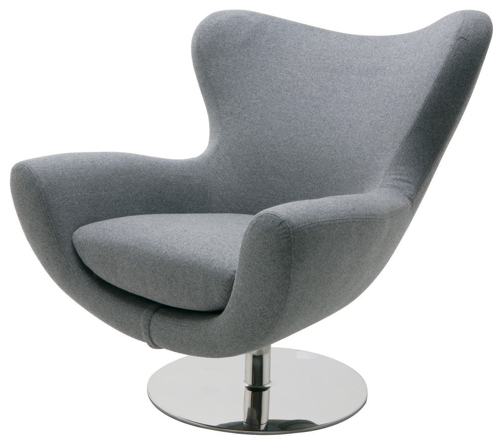 Conner Lounge Chair, Wool Upholstery, Light Gray