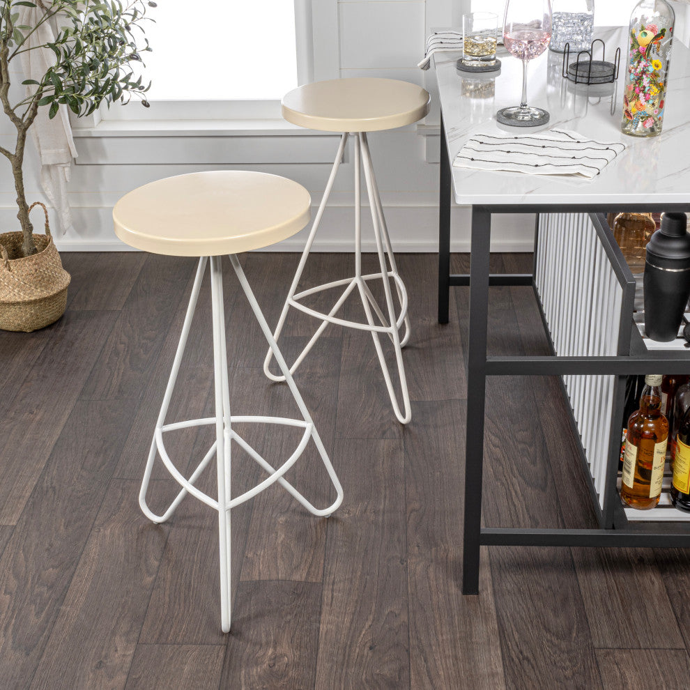 Trinity Modern Industiral Iron Tripod Backless Bar Stool, Brown
