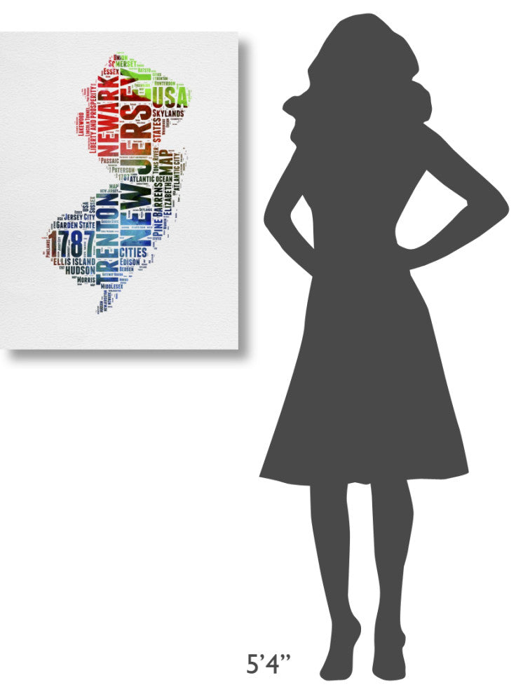 "New Jersey Watercolor Word Cloud" Fine Art Print