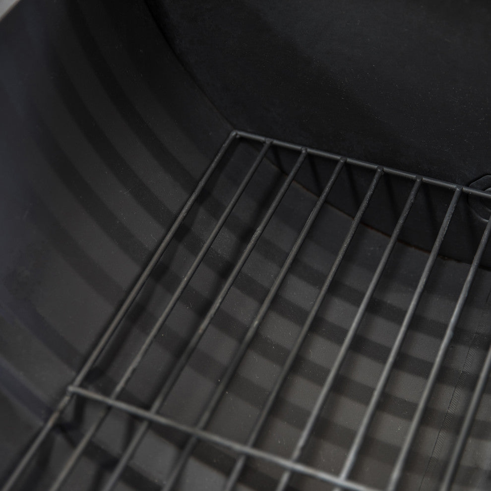 35" Rectangular Outdoor Metal Woodburning Barrel Firepit