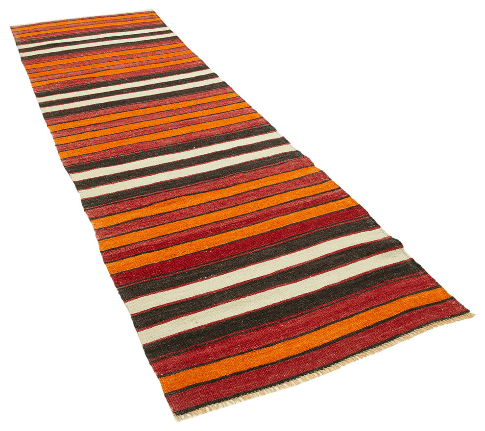 Rug N Carpet - Handmade Turkish 3' 2" x 10' 9" Unique Runner Kilim Rug