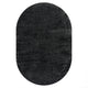 Haze Solid Low-Pile Runner Rug, Black, 3 X 5 Oval