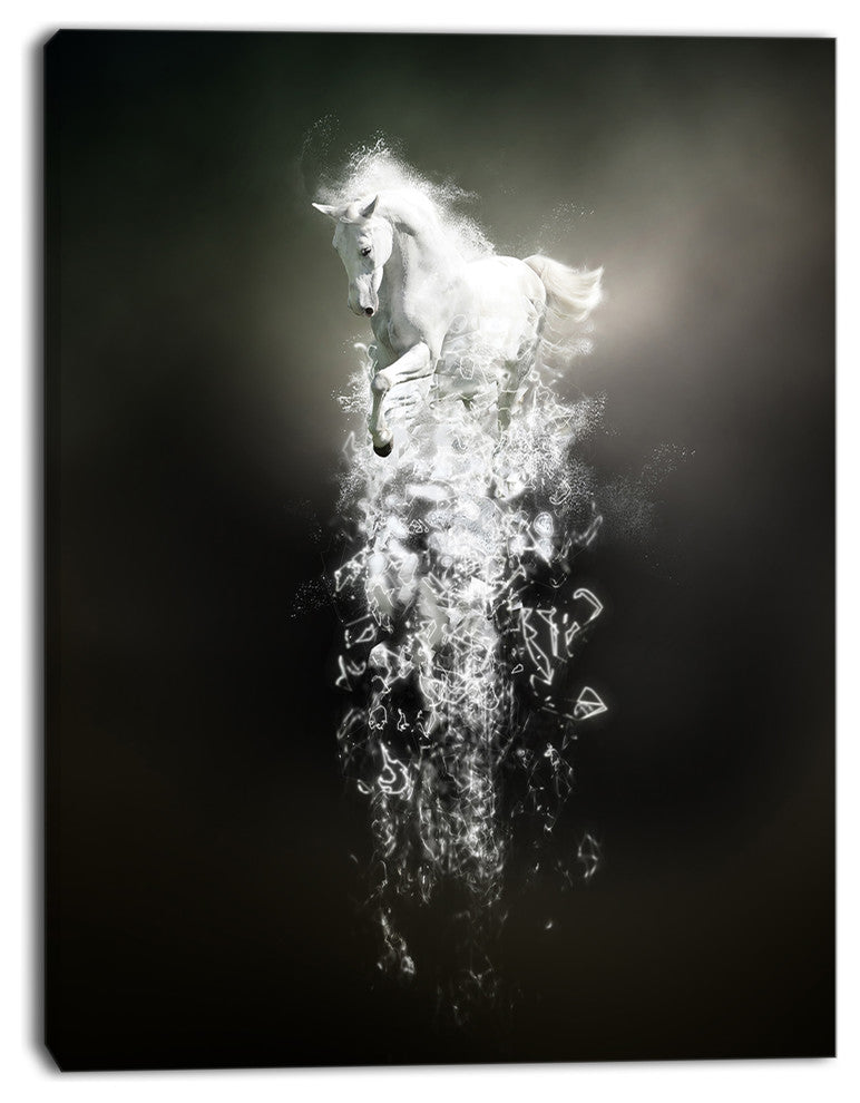 Fantasy White Horse Running, Animal Canvas Wall Art, 30"x40"