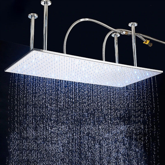 Voghera 20"x40" Chrome Rainfall Shower System and 3 Jetted Body Sprays, Led