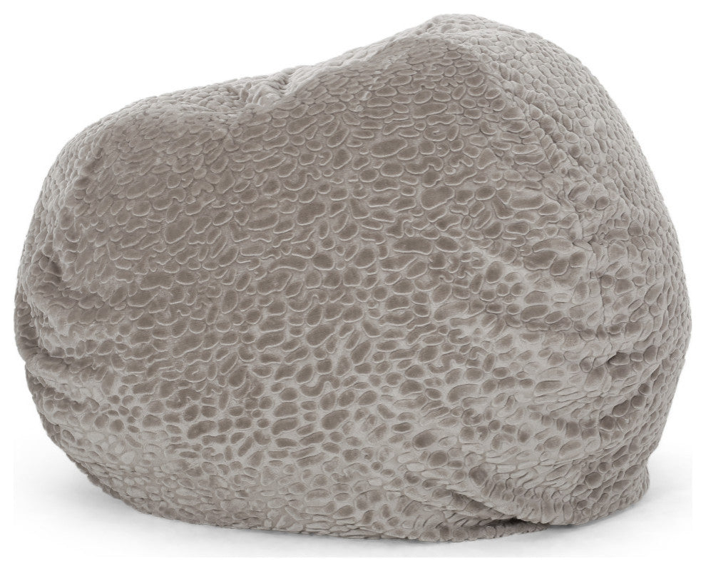 Alvin Modern Glam 5 Foot Short Faux Fur Bean Bag, Gray Pebble Pattern