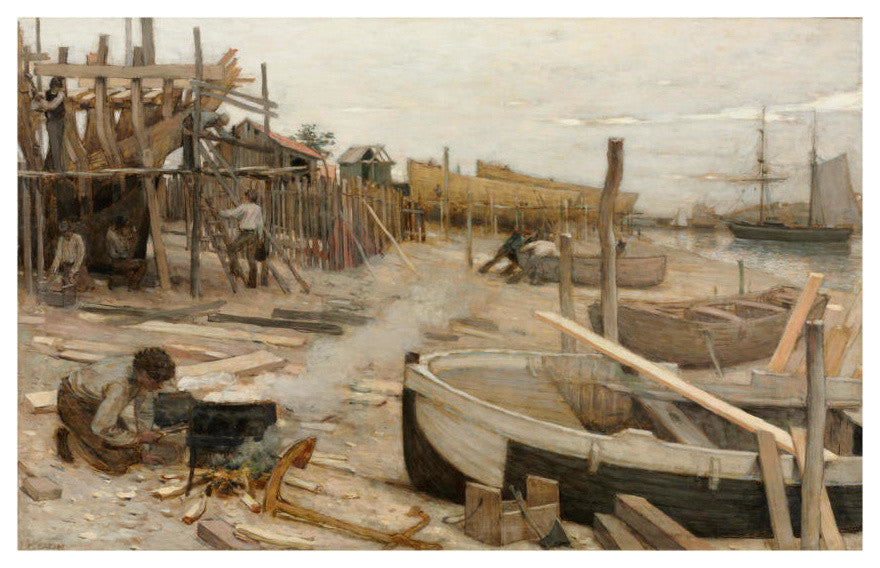 "The Boatyard, c. 1875" Digital Paper Print by Jean-Charles Cazin, 24"x16"