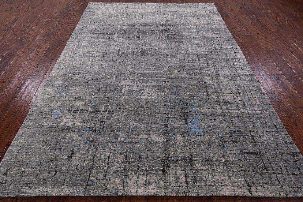 Wool and Silk Hand Knotted Abstract Rug 6' 2" X 9' 0" Q7191
