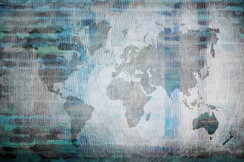 "The World in Blue" Painting Print on Wrapped Canvas, 18"x12"