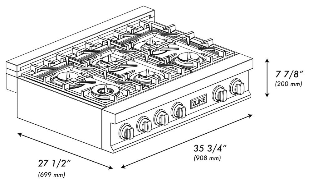 ZLINE 36" Gas Stovetop in Fingerprint Resistant Stainless Steel and Griddle