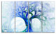 Blue Mystic Psychedelic Tree, Abstract Wall Art Canvas, 48"x28", 4 Panels