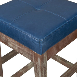 Valencia Backless Leather Counter Stool, Vintage Blue, Bonded Leather