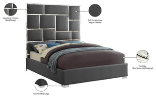 Milan Faux Leather Bed, Gray, Queen