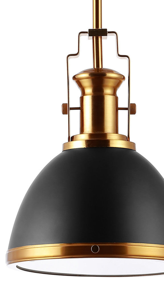 Homer Metal/Glass LED Flush Mount, Black/Brass Gold, Width: 10"