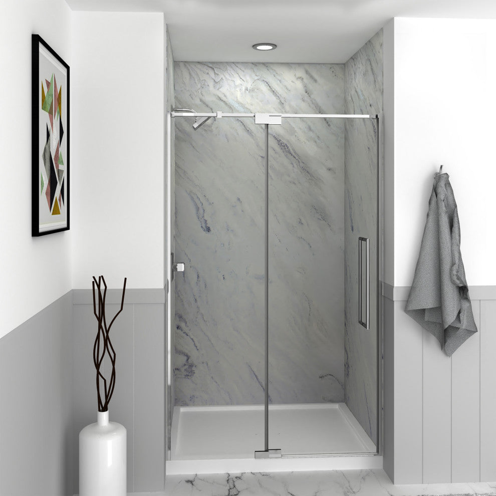 Transolid Irene 48"W x76"H Pivot Shower Door in Polished Chrome with Clear Glass