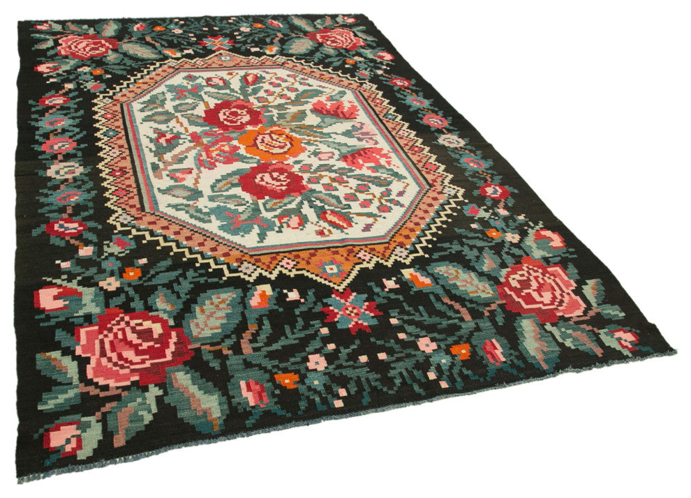 Rug N Carpet - Handmade Moldovian 6' 2'' x 9' 1'' Antique Rose Kilim Rug